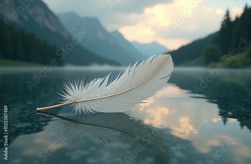 A Feather on the lake  photo