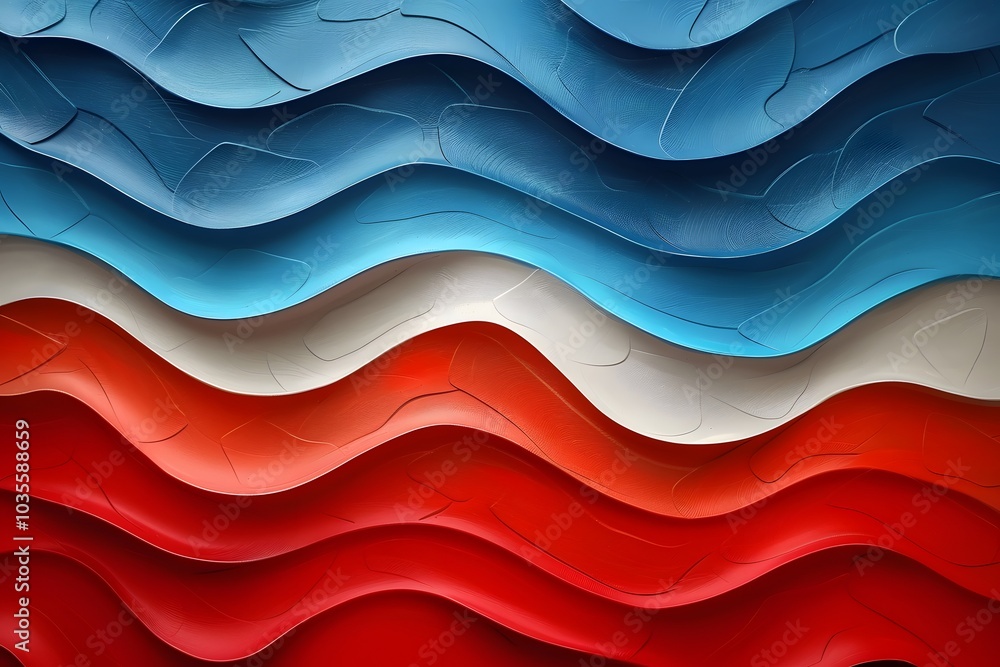 Abstract Waves of Red, White, and Blue in Textured Design Abstract Waves of Red, White, and Blue in Textured Design