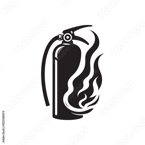 Fire Extinguisher Icon Design - A Detailed Vector Illustration Representing Fire Safety and Protection, Suitable for Use in Corporate Identity, Safety Guidelines, or Emergency Response Branding.
