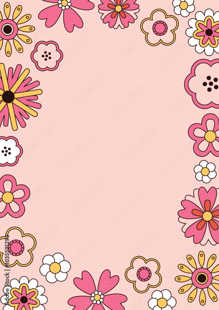 background with floral frame for text. Retro style background with floral frame for text. Retro style