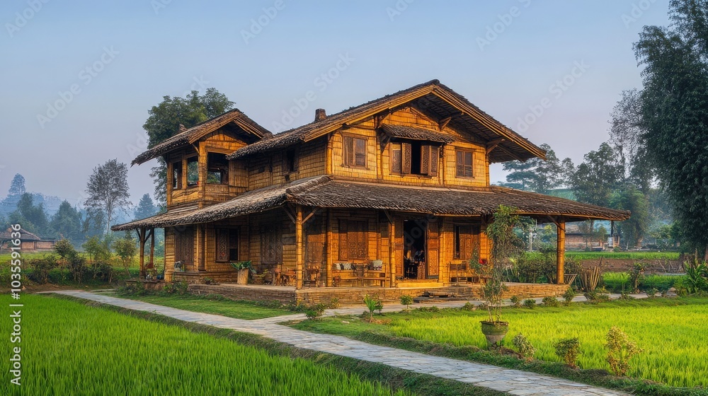 Bamboo House in Nepal: Beautiful Rural Architecture in a Wooden Village Bamboo House in Nepal: Beautiful Rural Architecture in a Wooden Village