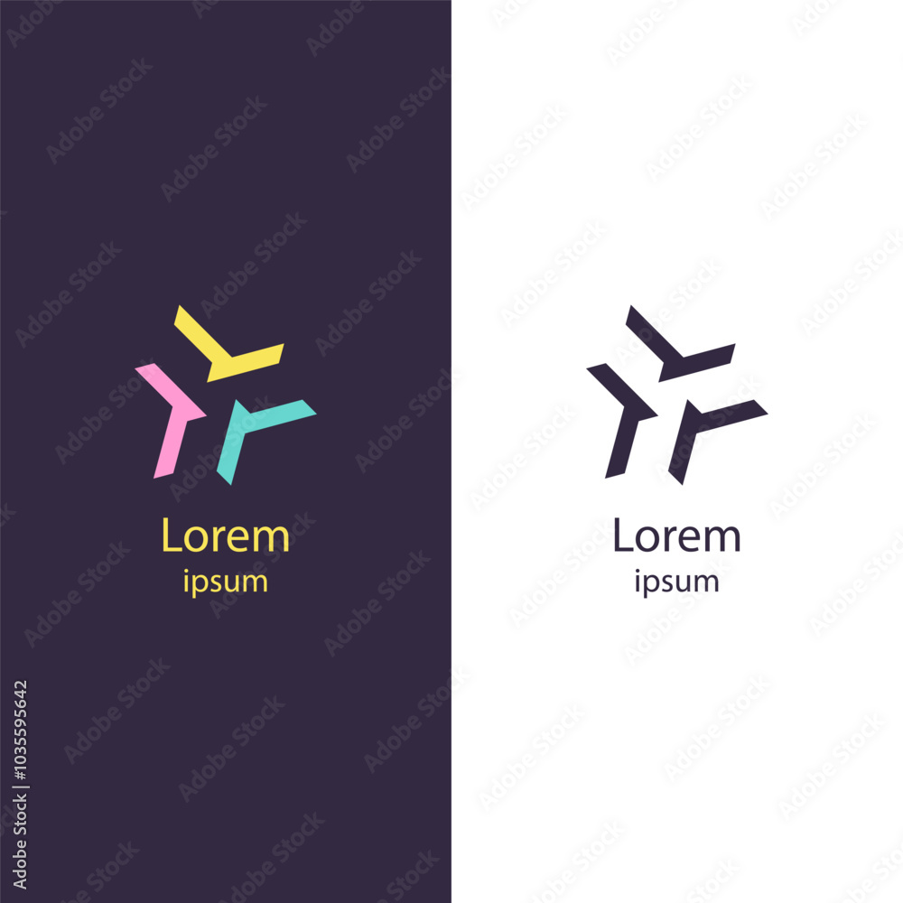 Abstract logo with three angular shapes resembling arrows, symbolizing direction and progress. Abstract logo with three angular shapes resembling arrows, symbolizing direction and progress.