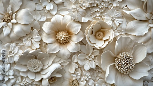 White Floral Wall Decor: A 3D Tapestry of Delicate Blooms
