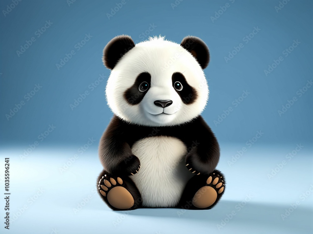 3D Illustration Art of A Cute Panda Bear, Isolated over Background. 3D Illustration Art of A Cute Panda Bear, Isolated over Background.