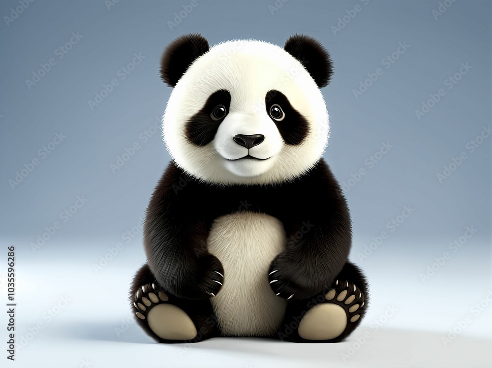 3D Illustration Art of A Cute Panda Bear, Isolated over Background. 3D Illustration Art of A Cute Panda Bear, Isolated over Background.