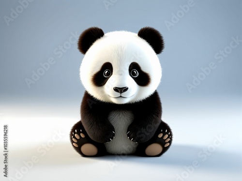 3D Illustration Art of A Cute Panda Bear, Isolated over Background.