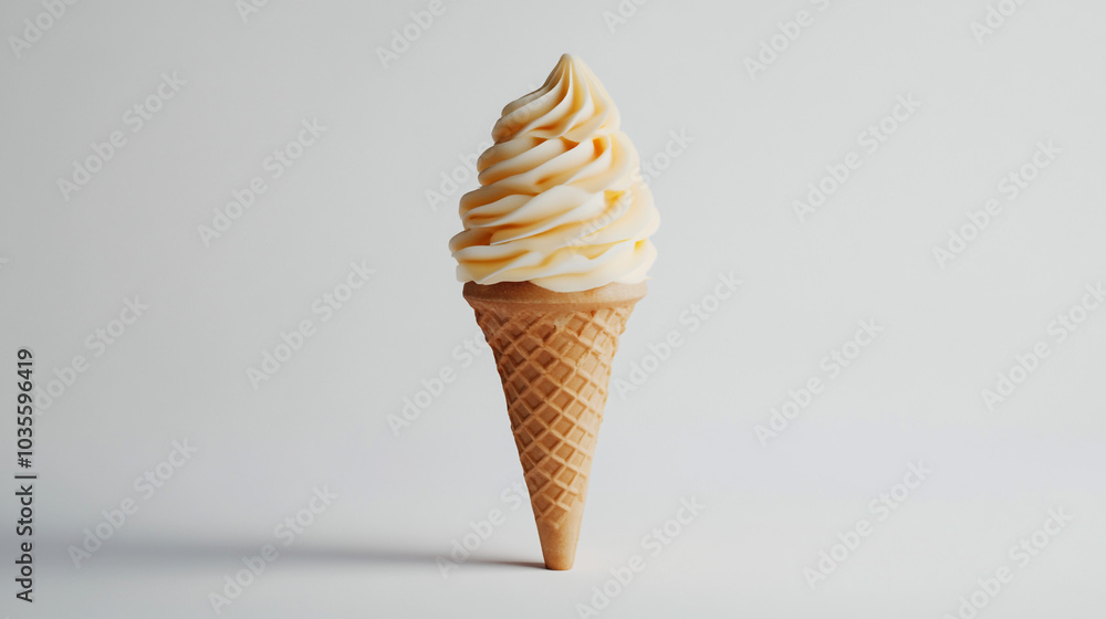 Soft Serve Ice Cream Cone on White Background Summer Dessert Treat Soft Serve Ice Cream Cone on White Background Summer Dessert Treat