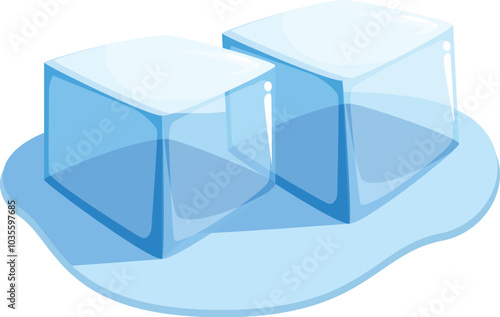 This illustration shows two semi melted ice cubes, emphasizing the concept of coolness and refreshment