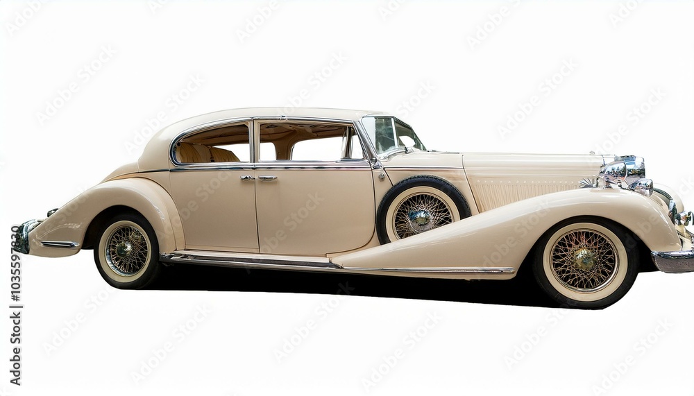 Classic cream car on white Classic cream car on white