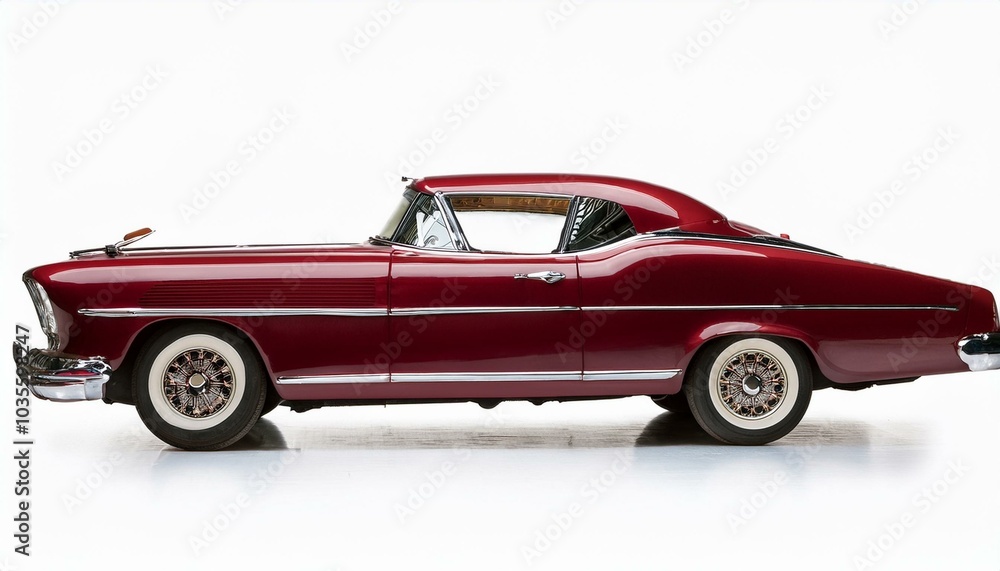 Fototapeta premium Classic red coupe on white background