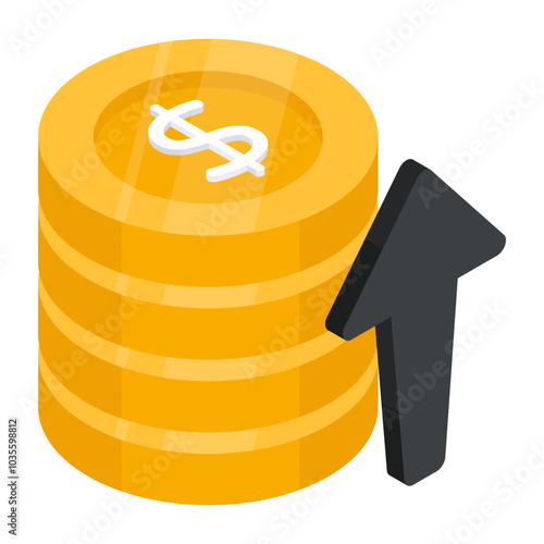 Trendy design icon of dollar value increase 

