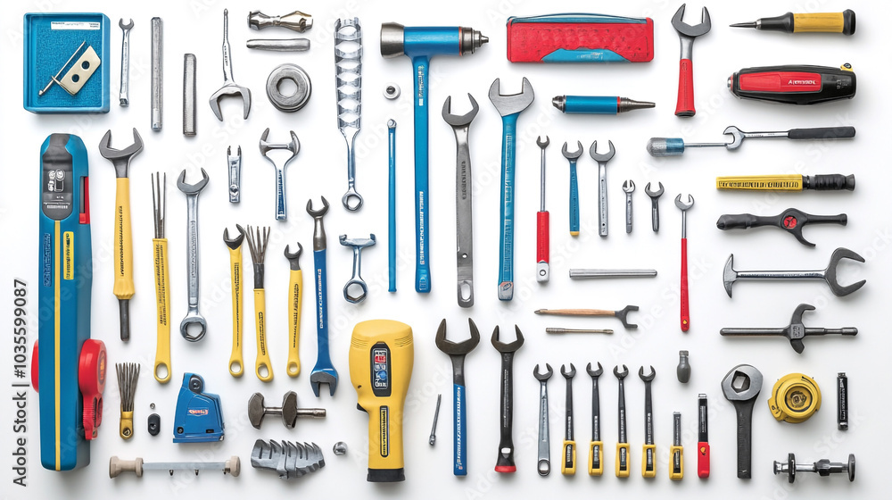 Variety of Tools Wrenches Hammers and Equipment for Home Repair and DIY Projects Variety of Tools Wrenches Hammers and Equipment for Home Repair and DIY Projects