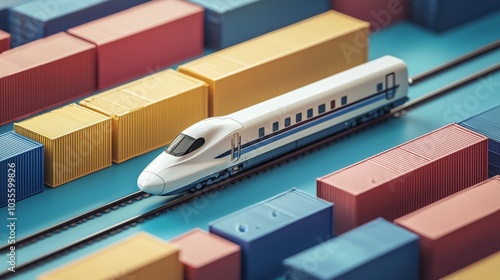 Bullet Train Moving Through Urban Environment