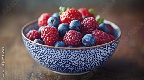 A bowl of mixed berries, symbolizing a healthy, refreshing snack