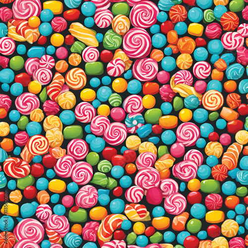 Lollipops candies and sweet sugar jelly multicolored, Colorful sweets Top view and Close up background.