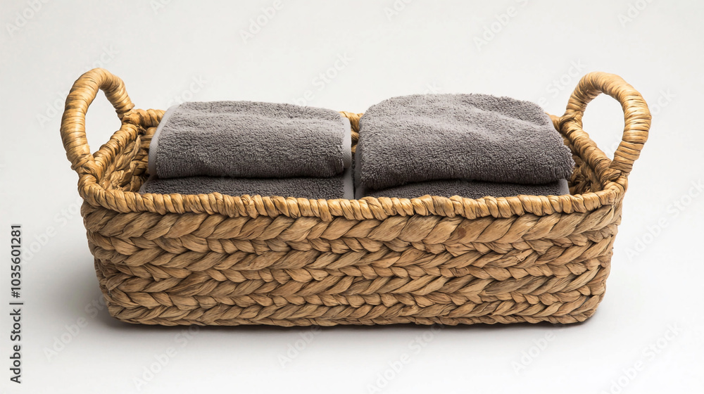 Woven Seagrass Basket with Towels Storage Home Decor Bathroom Spa Woven Seagrass Basket with Towels Storage Home Decor Bathroom Spa