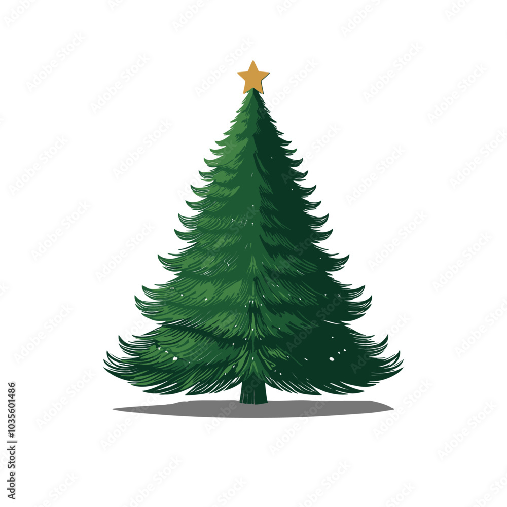 Fototapeta premium Christmas Tree flat vector design isolated on white background