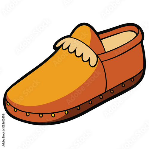 Authentic women's moccasins are traditionally handcrafted shoes made from soft leather white background