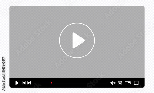 Multimedia video player template for online cinema, video live streaming, social media interface vector