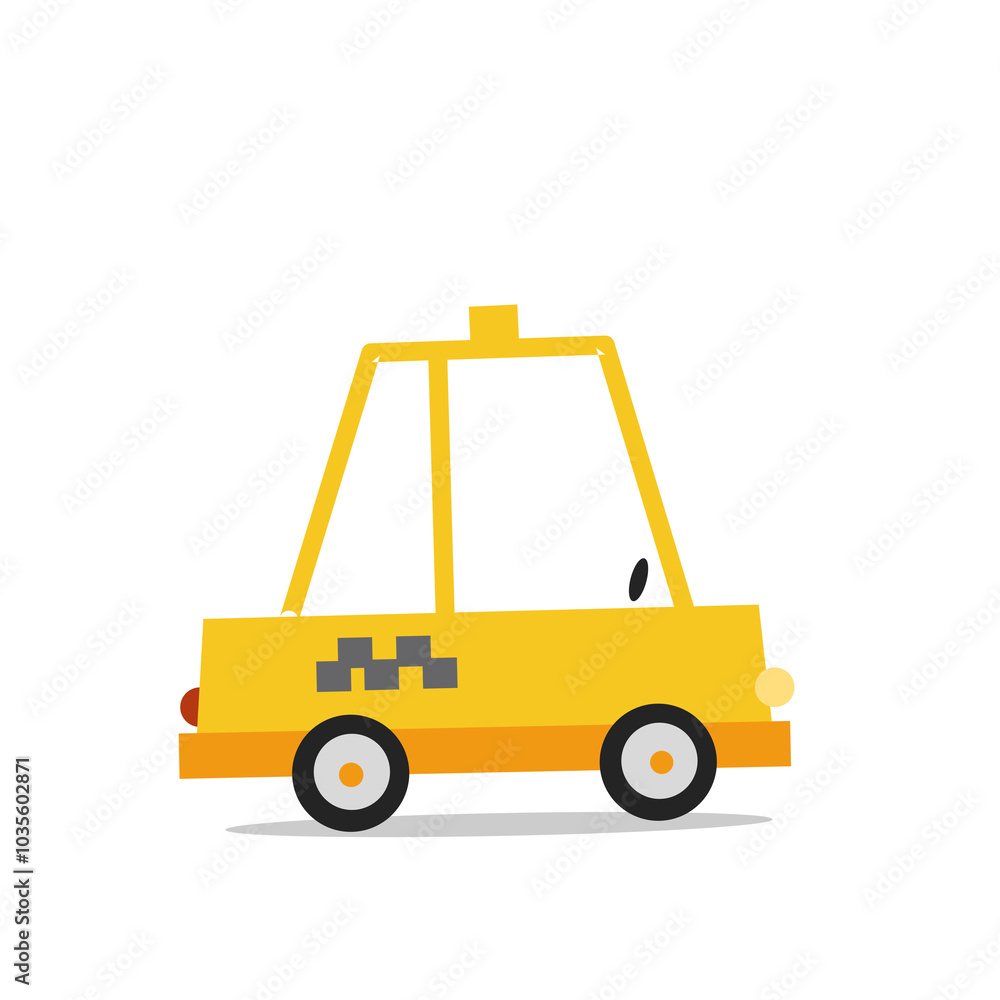 Naklejka premium cute car yellow taxi
