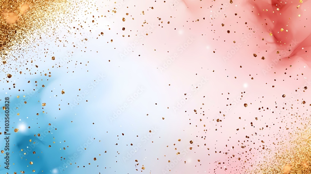 A soft blue and pink background with a scattering of gold glitter. A soft blue and pink background with a scattering of gold glitter.