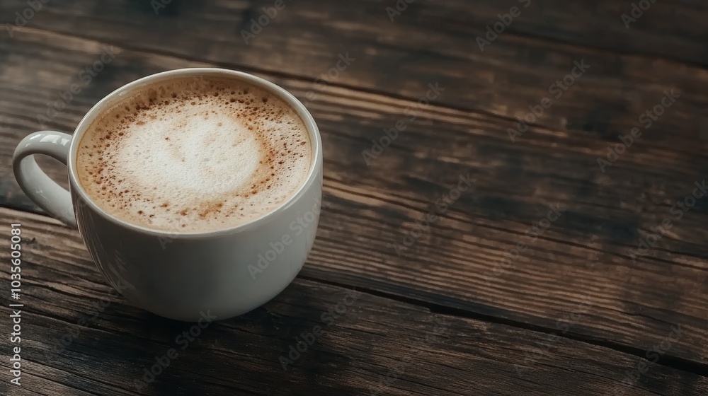 A cozy cup of coffee sits on a rustic wooden surface, showcasing creamy froth and inviting warmth. A cozy cup of coffee sits on a rustic wooden surface, showcasing creamy froth and inviting warmth.