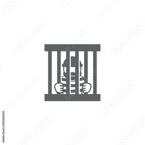 vector illustration of flat design of inmates in prison.