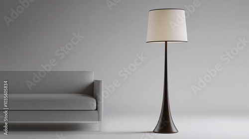 Modern Floor Lamp and Sofa in Minimalist Interior Design