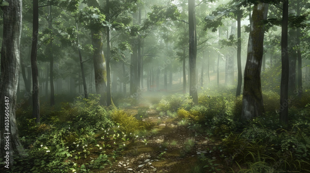 Obraz premium Misty Forest Path