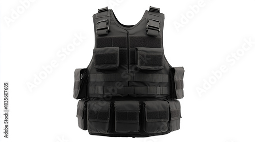 Tactical Black Bulletproof Vest with Multiple Pockets and Straps photo