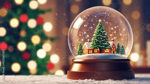 snow globe with Christmas tree