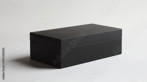 Black Wooden Box with Lid for Storage and Display on White Background