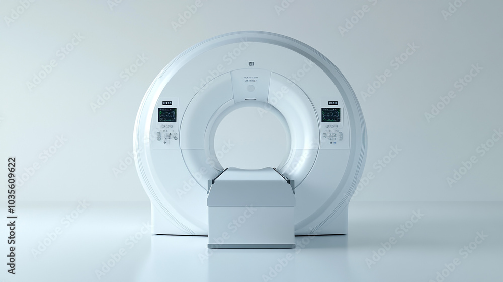 Medical MRI Scanner Machine in White Room Medical MRI Scanner Machine in White Room