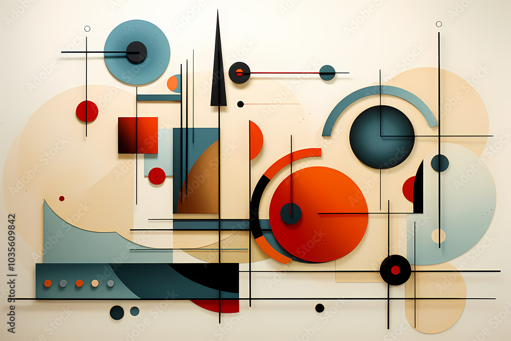 Obraz premium This artwork showcases a vibrant interplay of geometric shapes and colors highlighting the innovative spirit of contemporary abstract design
