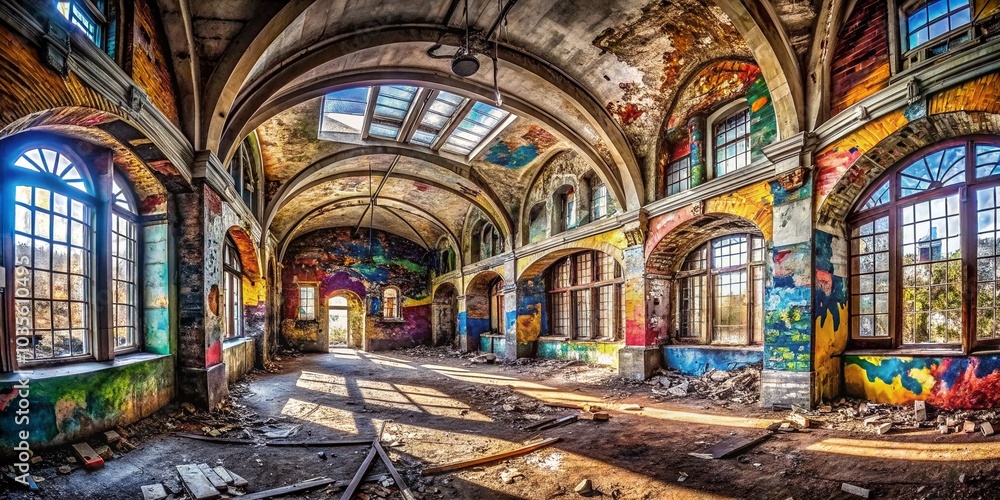 Fototapeta premium Urban Exploration Doodle Titles: A Creative Journey Through Abandoned Spaces