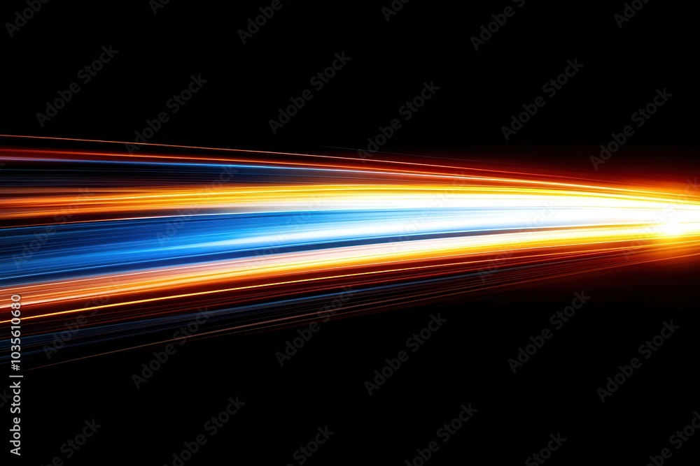 Vibrant light streaks on black background with dynamic motion effect Vibrant light streaks on black background with dynamic motion effect