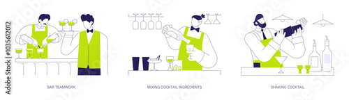 Bartender work abstract concept vector illustrations.