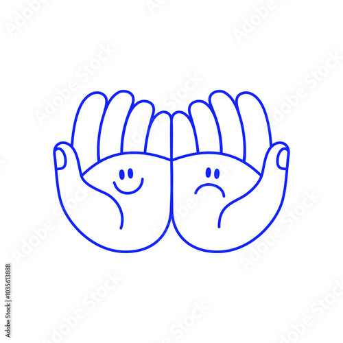 Vector line simple illustrations, hands and gesture in outline style, sticker gesture, print and poster design