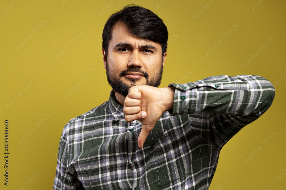 Fototapeta premium serious man with thumbs down as a sign of disapproval