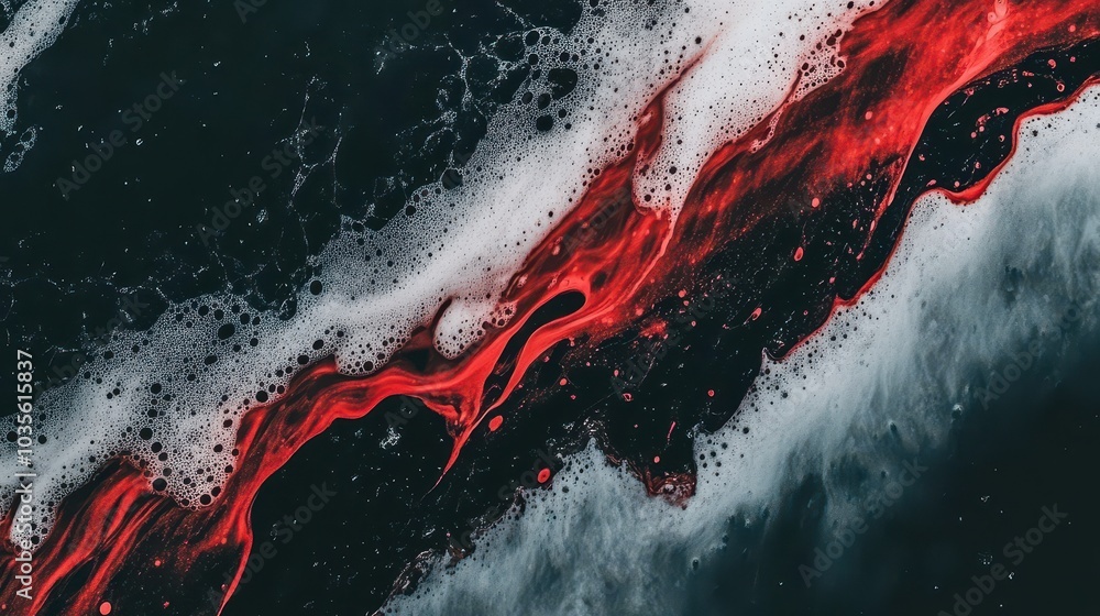 Abstract crimson swirls intertwined with white foam Abstract crimson swirls intertwined with white foam