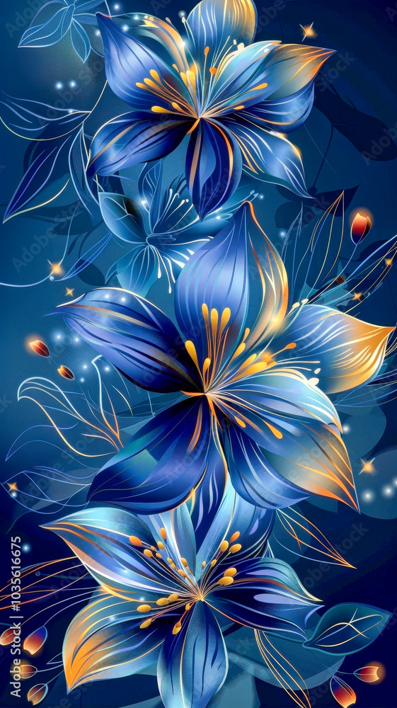 Blue and golden flowers Blue and golden flowers