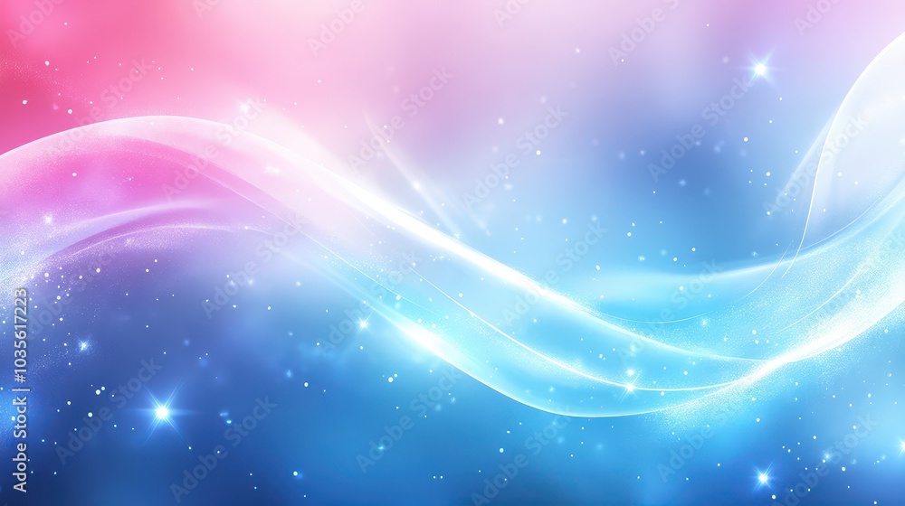 Magical blue pink abstract wave background with sparkling stars Magical blue pink abstract wave background with sparkling stars