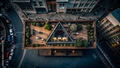 Wallpaper Mural Aerial View of Unique Café Menu Sign in the City Shaped Like Letter A Torontodigital.ca