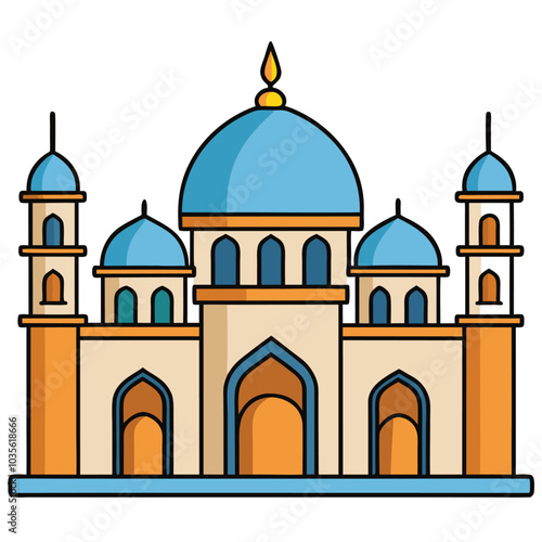 Islamic mosque building flat vector illustration