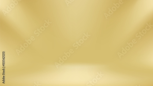 Gold studio background. Abstract gradient backdrop presentation product design. Vector illustration.
