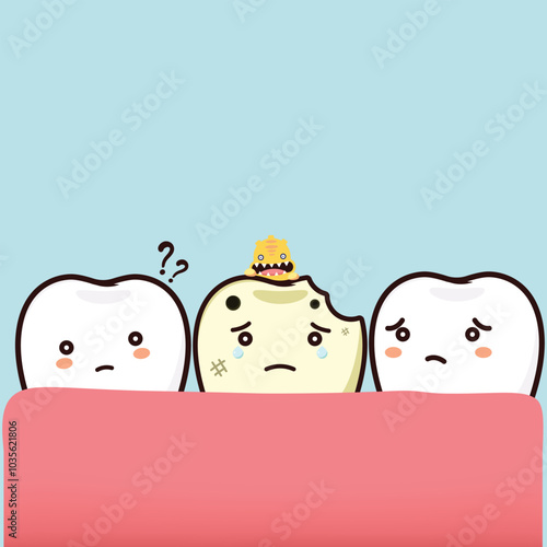 Dental a cartoon tooth cute vecter mascot medicine