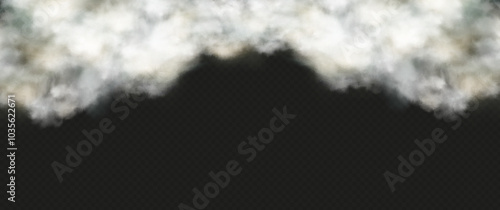White smoke or fog flow on floor. Large mist in dark room on black background. Smoke on stage studio