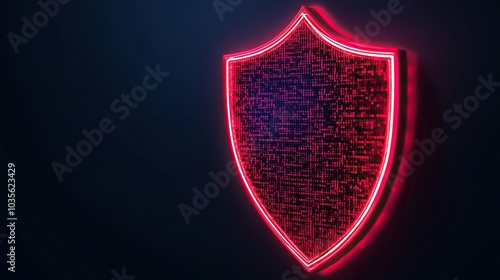 Wallpaper Mural Neon shield design glowing in vibrant red against a dark background Torontodigital.ca