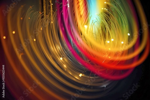 Creative background composed of colorful defuse lines of lights photo