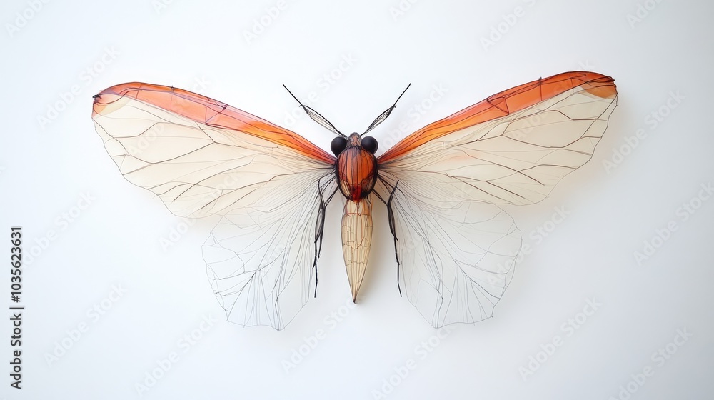 A single fly displayed on a crisp white background, showcasing its detailed wing veins and proboscis in a clean, minimalist setting. A single fly displayed on a crisp white background, showcasing its detailed wing veins and proboscis in a clean, minimalist setting.